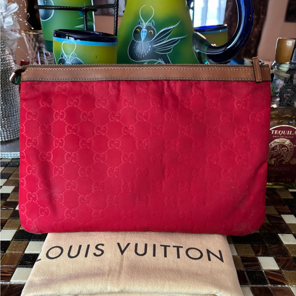 ❤️💲Gucci Red Cosmetic Nylon Large Bag ❤️💲 - Picture 2 of 12